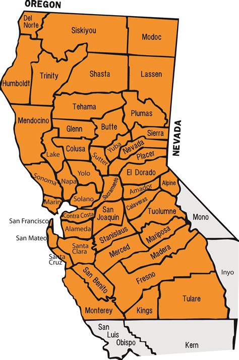 Map of Northern California Counties